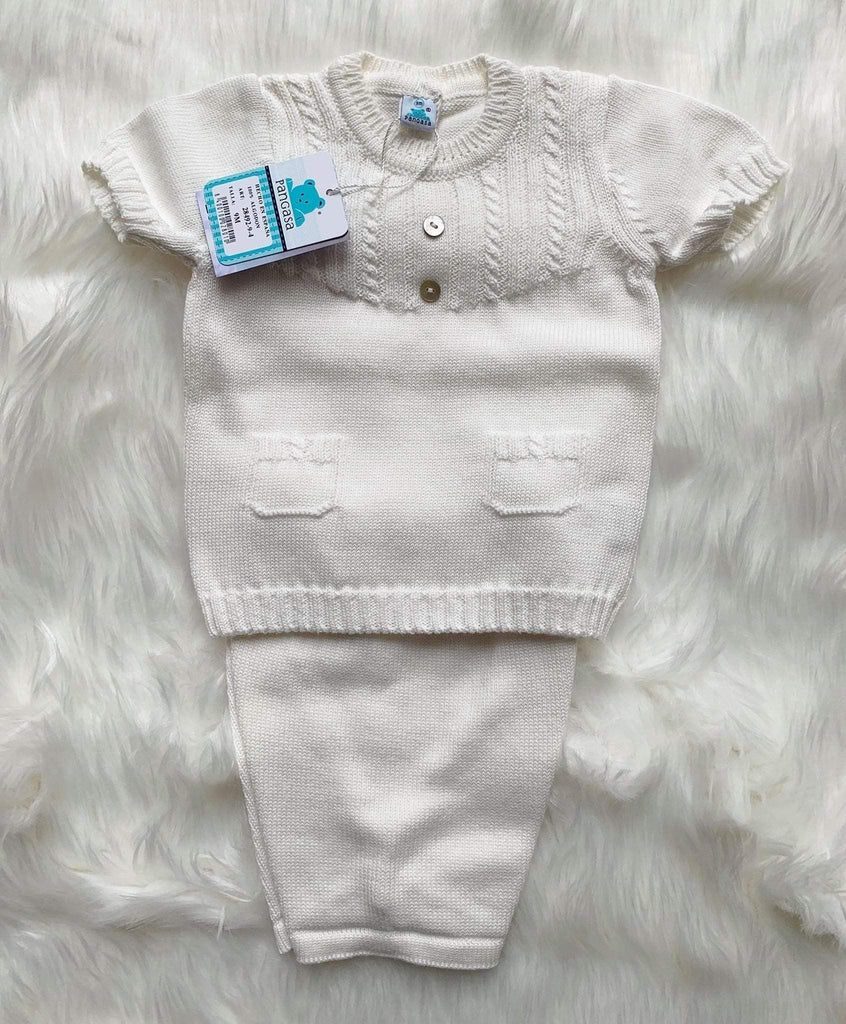 CLEARANCE DEAL - Pangasa Baby - Unisex Baby Cream Knitted 2pc Set Age 9mths - Mariposa Children's Boutique