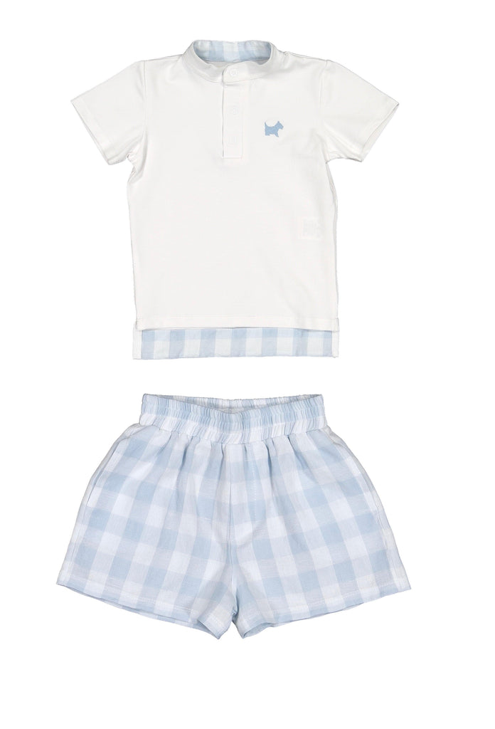 Sal & Pimenta SS22 - Boys Blue Buffalo Shorts & T-Shirt Set - Mariposa Children's Boutique