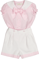 Sal & Pimenta SS22 - Girls Pink Classics Shorts Set - Mariposa Children's Boutique