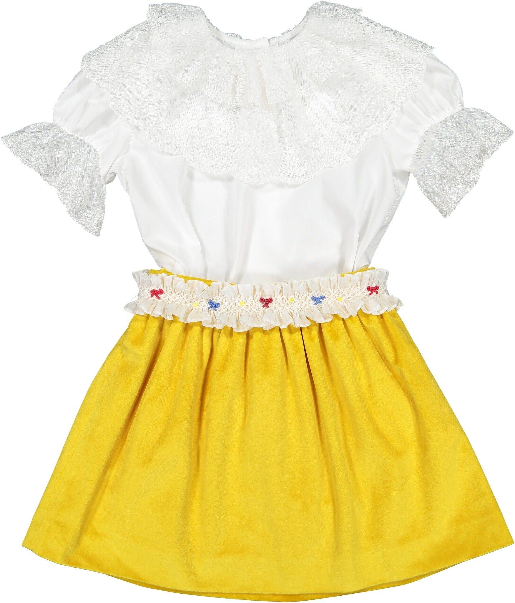 Sal & Pimenta - Golden Velvet Smocked Skirt Set - Mariposa Children's Boutique