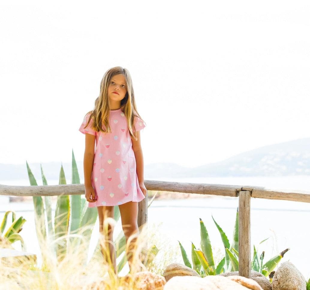 CLEARANCE DEAL - Sal & Pimenta - Girls Pink A Line T-Shirt Dress - Mariposa Children's Boutique