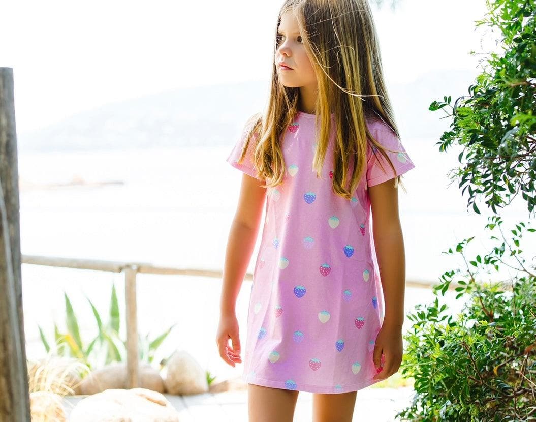 CLEARANCE DEAL - Sal & Pimenta - Girls Pink A Line T-Shirt Dress - Mariposa Children's Boutique