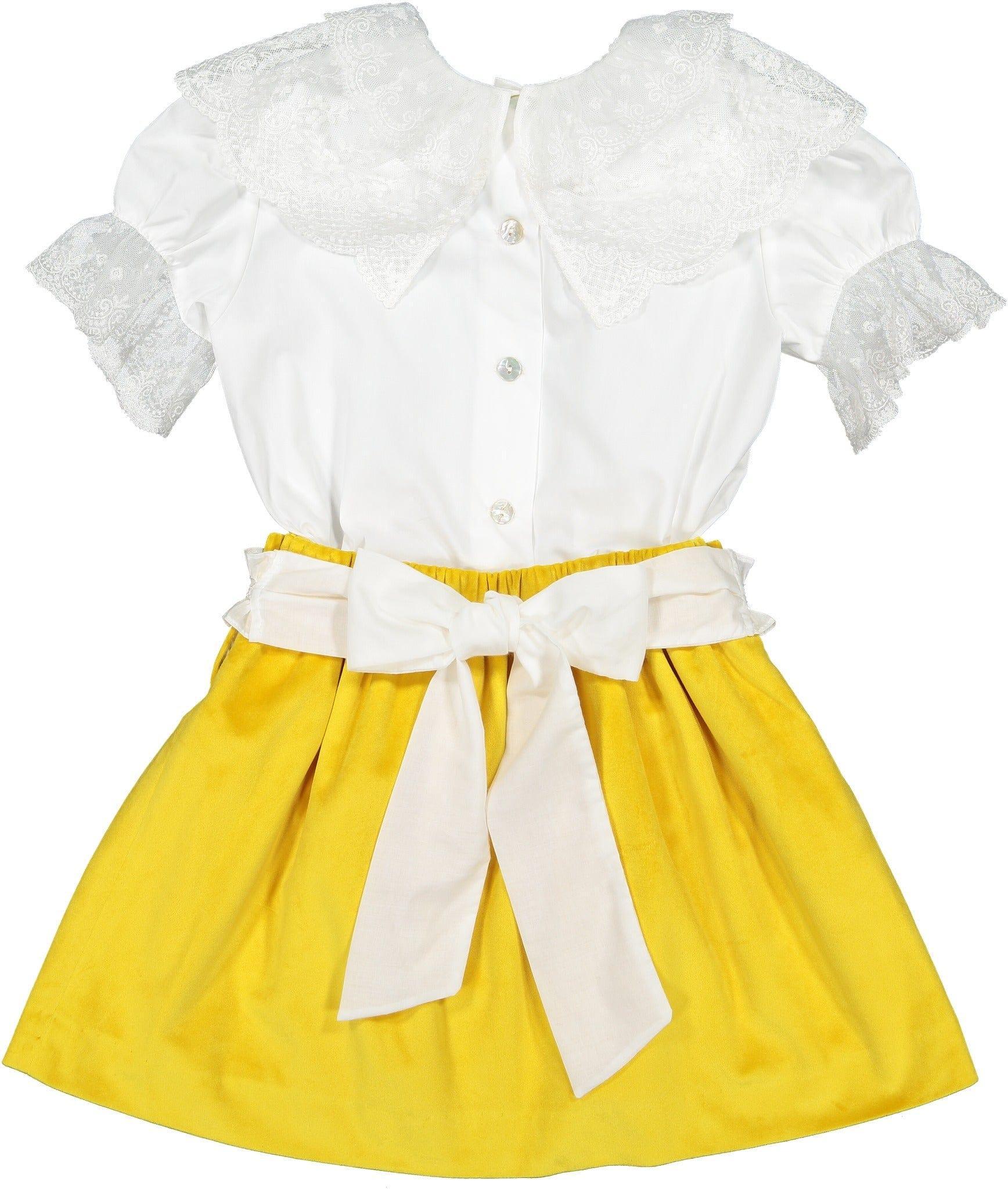 CLEARANCE DEAL - Sal & Pimenta - Golden Velvet Smocked Skirt Set - Mariposa Children's Boutique