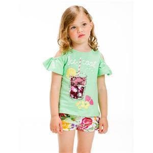 CLEARANCE DEAL - UBS2 - Girls Mint T-shirt with Matching Floral Shorts SALE - Mariposa Children's Boutique