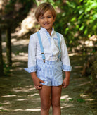 Abuela Tata - Boys Spanish Blue Gingham Set & Braces Age 12m - Mariposa Children's Boutique