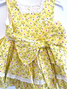 Alhuka SS23 - Baby Girls Orihuela Yellow Floral Dress & Knickers Set - Mariposa Children's Boutique