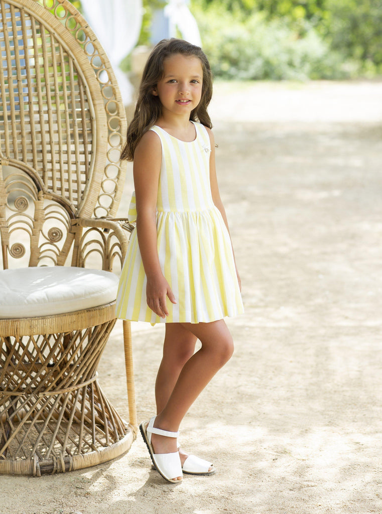 Alhuka SS23 - Girls Altea Yellow Stripe Summer Dress - Mariposa Children's Boutique