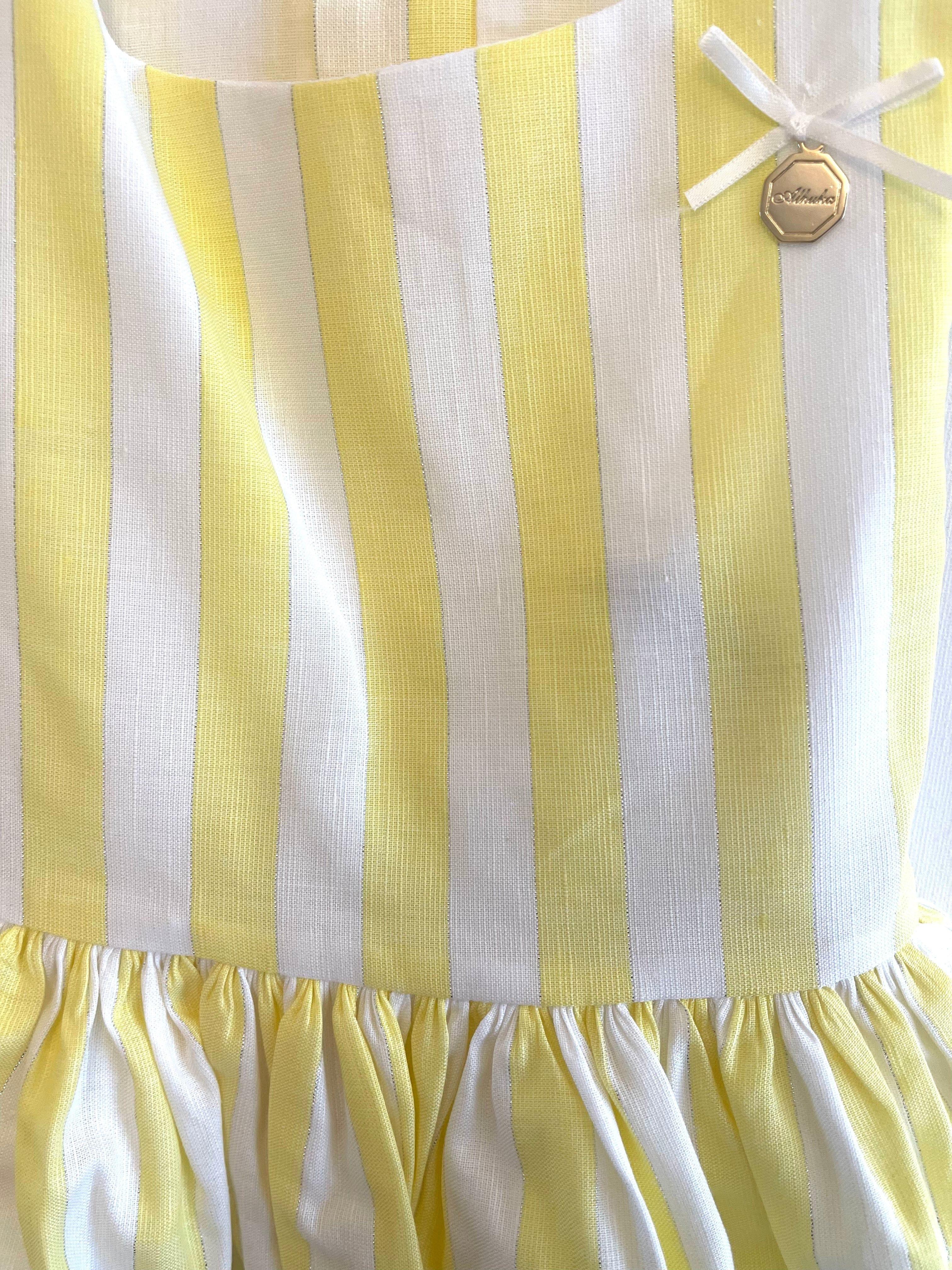 Alhuka SS23 - Girls Altea Yellow Stripe Summer Dress - Mariposa Children's Boutique