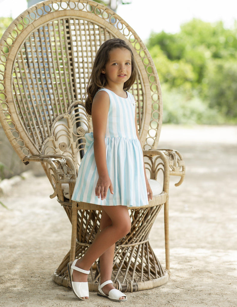 Alhuka SS23 - Girls Blue Stripe Altea Summer Dress - Mariposa Children's Boutique