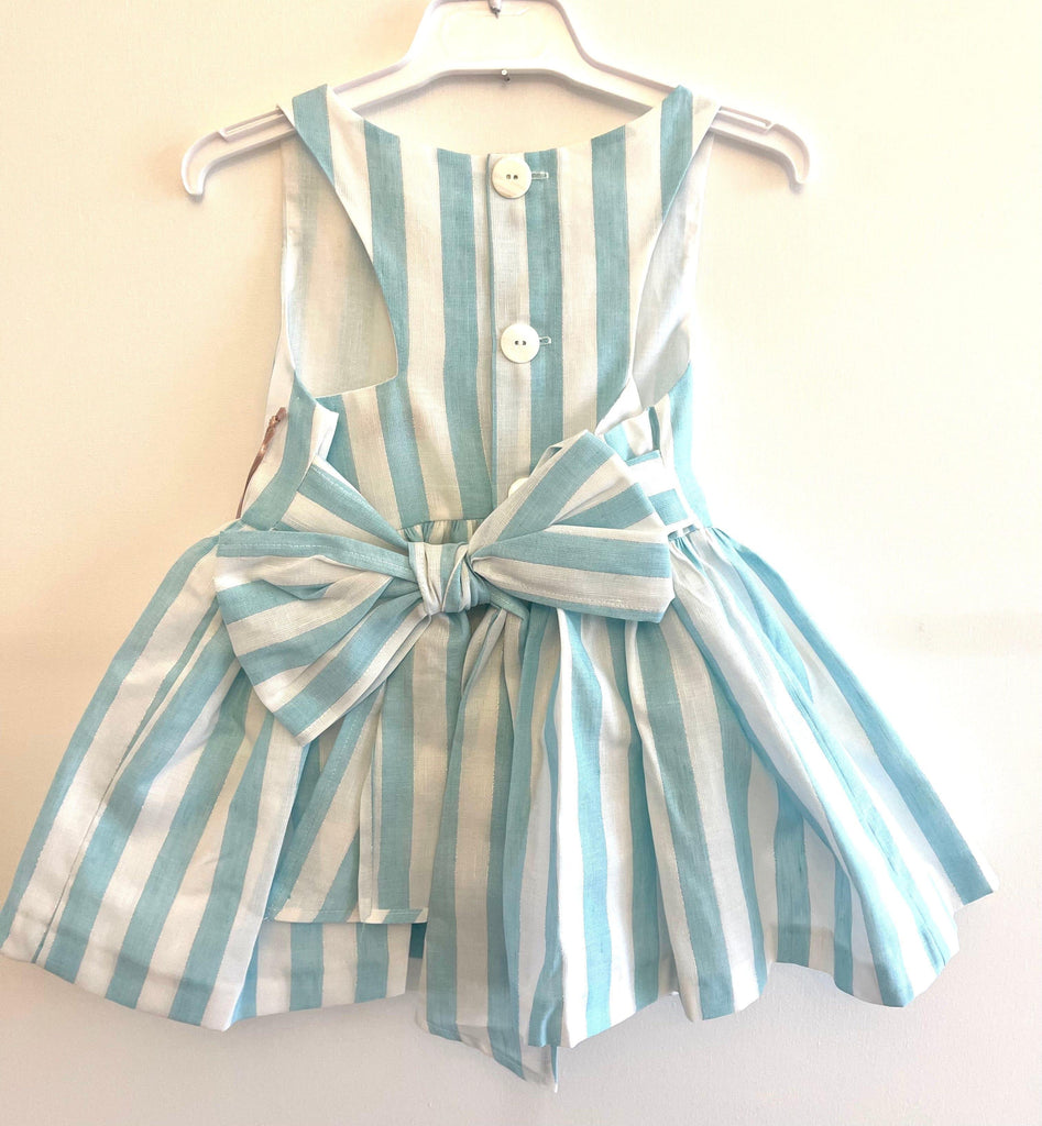Alhuka SS23 - Girls Blue Stripe Altea Summer Dress - Mariposa Children's Boutique