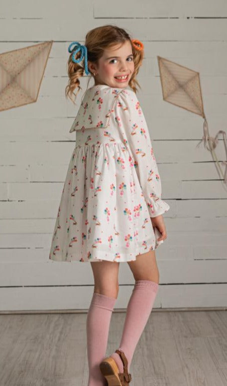 Alhuka AW22 - Gruniol Multi Coloured Cotton Dress - Mariposa Children's Boutique