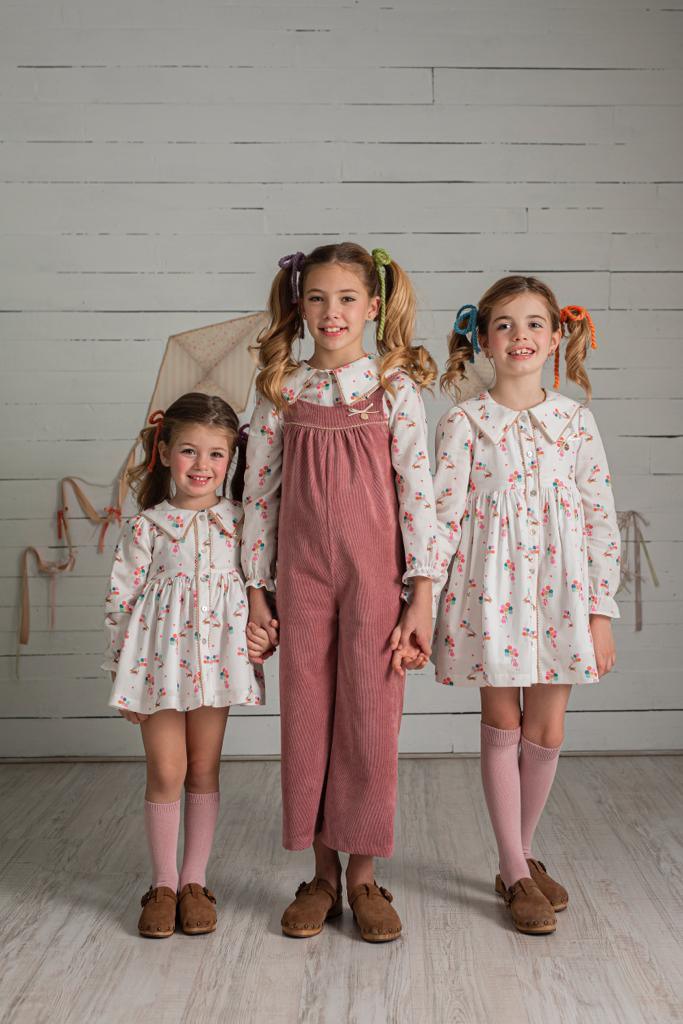Alhuka AW22 - Gruniol Multi Coloured Cotton Dress - Mariposa Children's Boutique