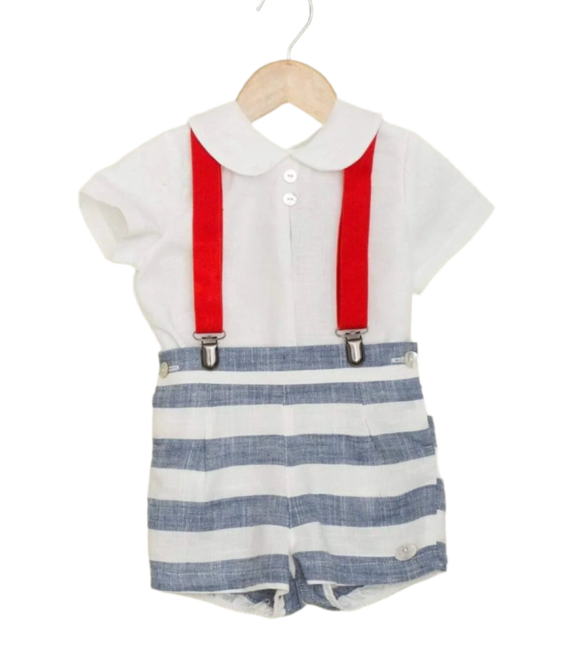 Basmarti - Baby Boys Stripe Shorts, Shirt & Braces Set 