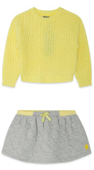 Canada House - Girls Cap Code Yellow Jumper with Matching Grey Skirt - Mariposa Children's Boutique