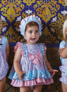 DBB Collection SS23 - Baby Girls 3pc Heart Print Dress, Knickers and Bonnet - Mariposa Children's Boutique
