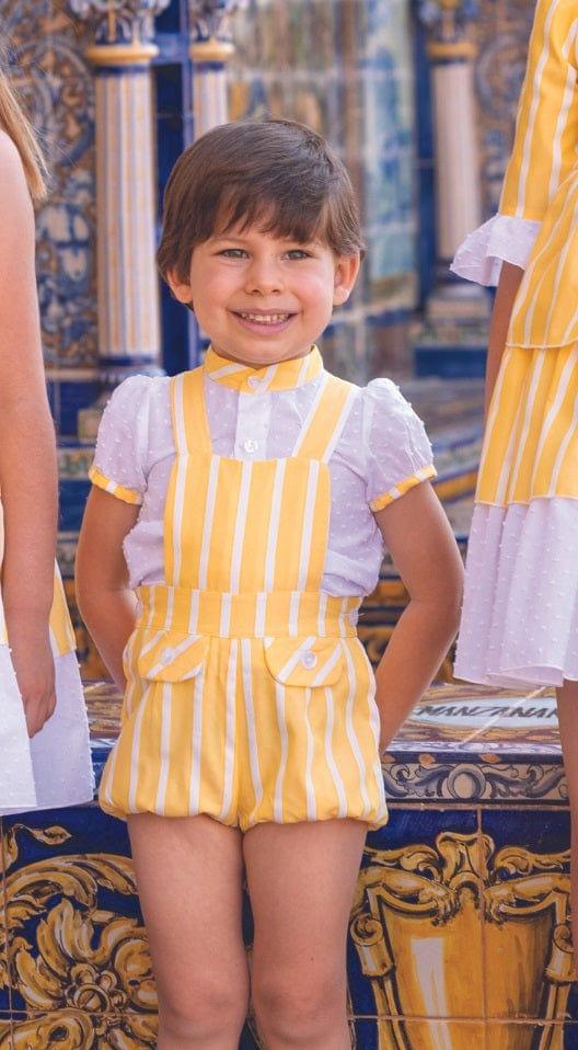 DBB Collection SS23 - Boys Yellow & White Shorts & Shirt Set - Mariposa Children's Boutique