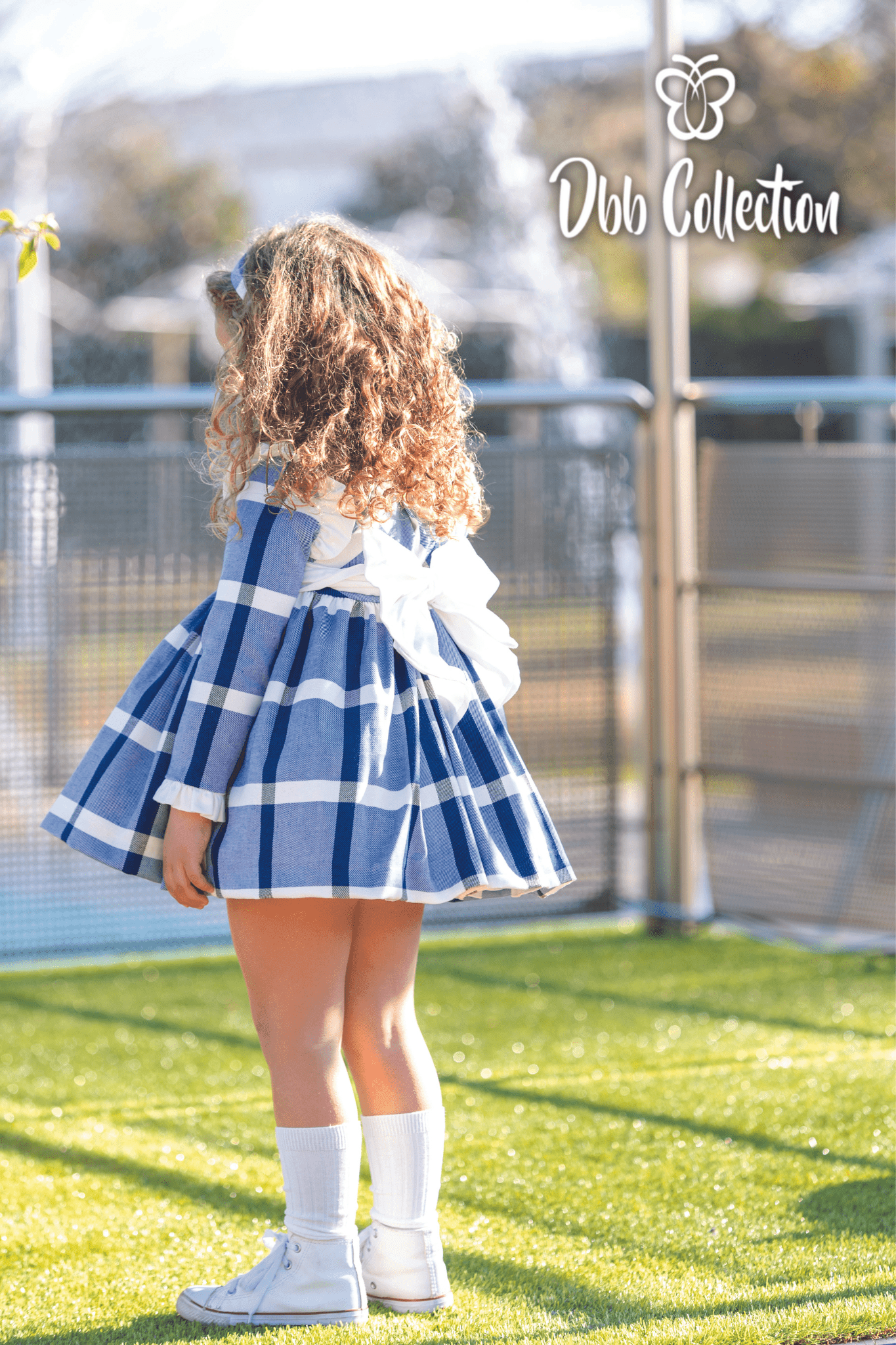 DBB Collection AW22 - Girls Blue Check Dress - Mariposa Children's Boutique