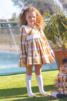 DBB Collection AW22 - Girls Mustard Check Dress - Mariposa Children's Boutique