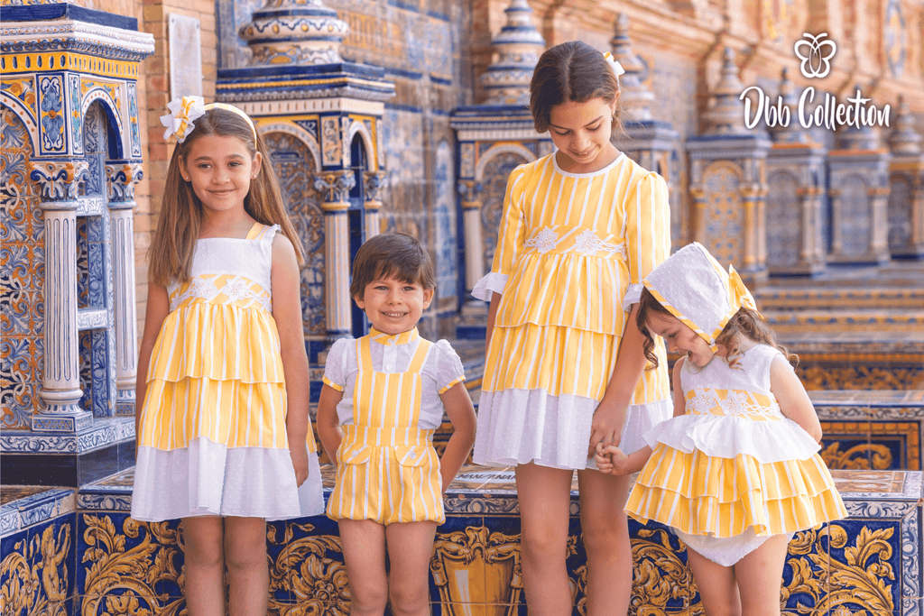 DBB Collection SS23 - Girls Yellow & White Layered Dress - Mariposa Children's Boutique