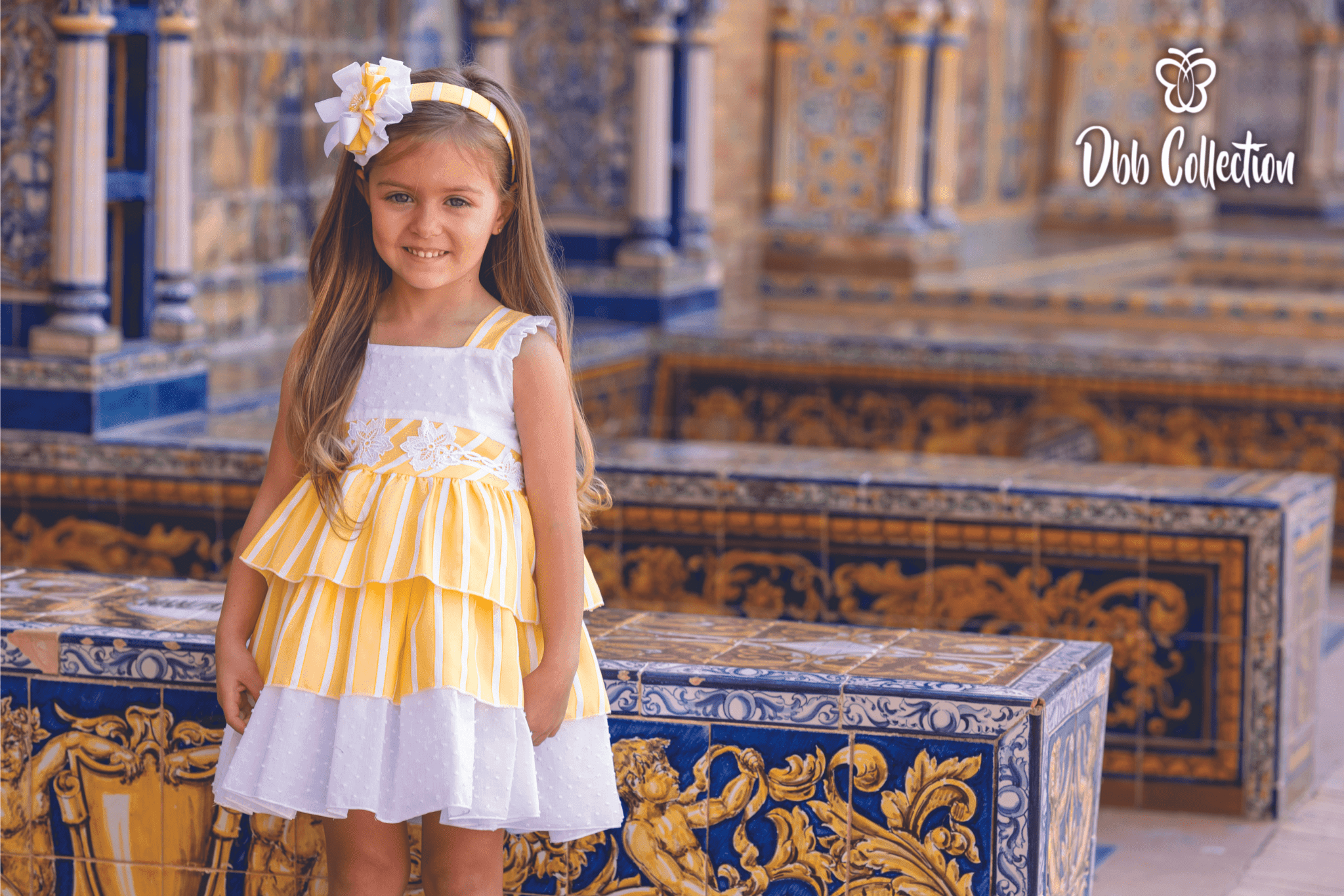 CLEARANCE SALE - DBB Collection - Girls Yellow & White Layered Dress - Mariposa Children's Boutique