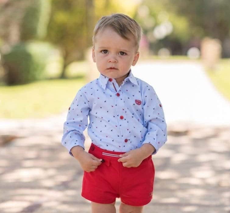 Dolce Petit - Red Shorts with Matching Print Shirt - Mariposa Children's Boutique