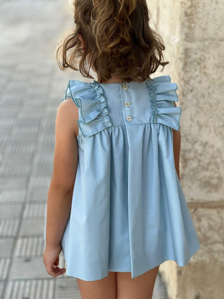 El Copo SS23 PRE-ORDER - Baby Girls Blue & Pink Summer Dress & Knickers - Mariposa Children's Boutique