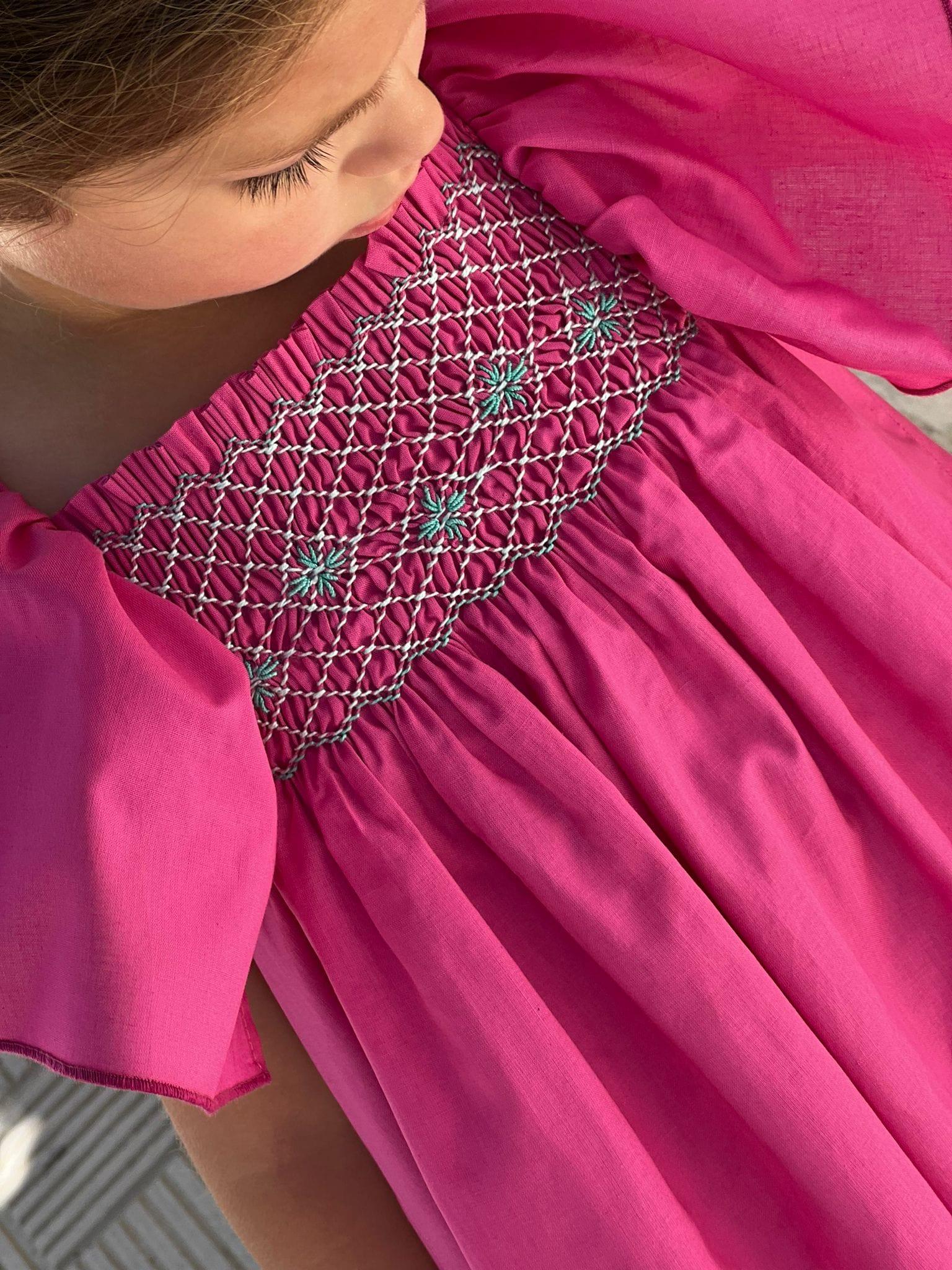 El Copo SS23 PRE-ORDER - Girls Hot Pink Smocked Summer Dress - Mariposa Children's Boutique