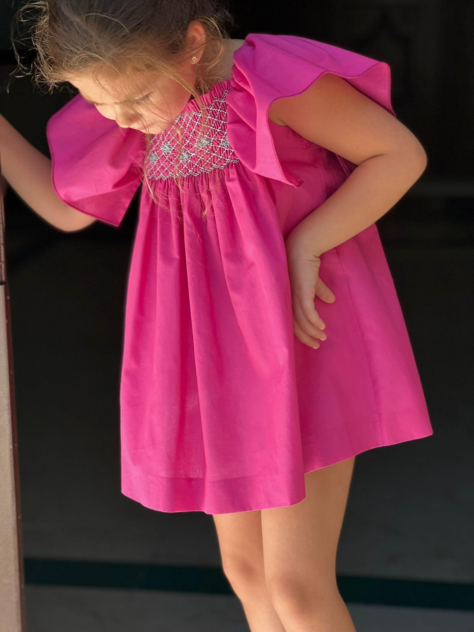 El Copo SS23 PRE-ORDER - Girls Hot Pink Smocked Summer Dress - Mariposa Children's Boutique