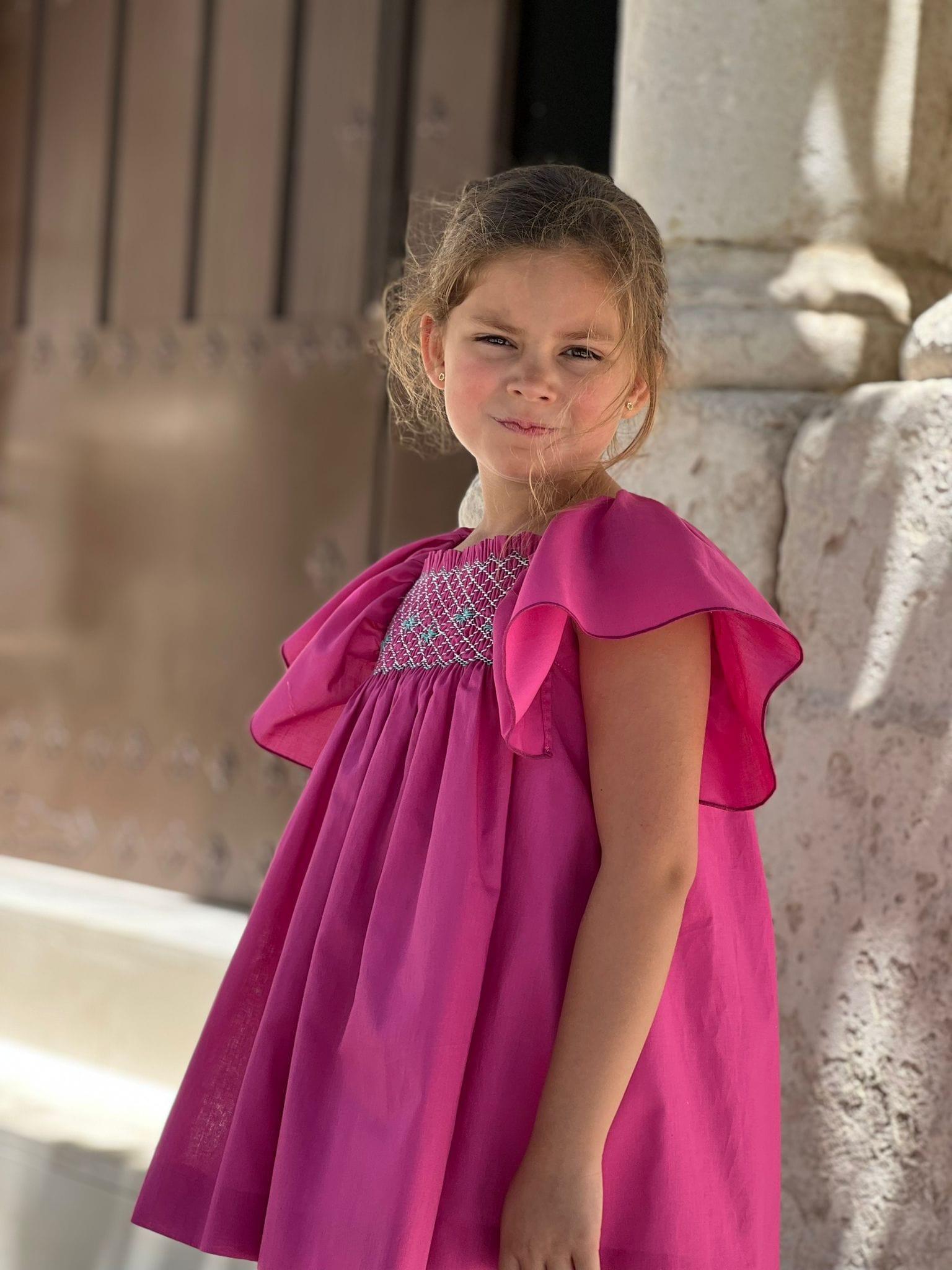 El Copo SS23 PRE-ORDER - Girls Hot Pink Smocked Summer Dress - Mariposa Children's Boutique