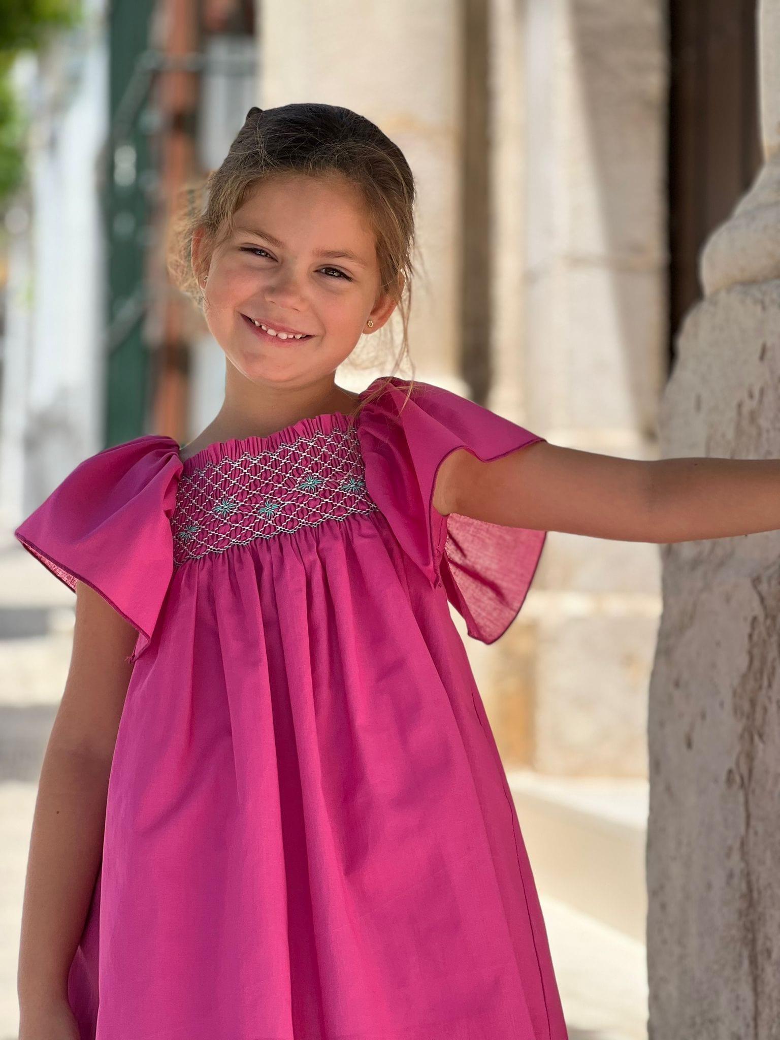 El Copo SS23 PRE-ORDER - Girls Hot Pink Smocked Summer Dress - Mariposa Children's Boutique