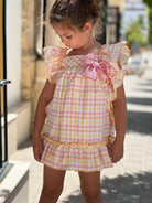 La Peppa SS23 - Lemon, Orange & Pink Check Summer Dress - Mariposa Children's Boutique