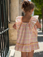 La Peppa SS23 - Lemon, Orange & Pink Check Summer Dress - Mariposa Children's Boutique