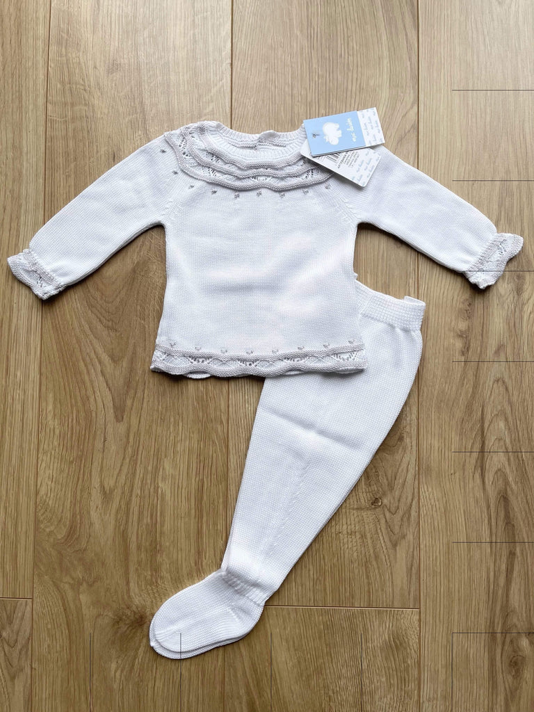 Mac Ilusion Baby Knitwear Mac Ilusion - 2pc Knitted Set in White & Blue / Pink or Grey