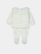 Mac Ilusion SS23 Baby Knitwear - Cream Unisex Knitted Set with Lace Collar Detail - Mariposa Children's Boutique