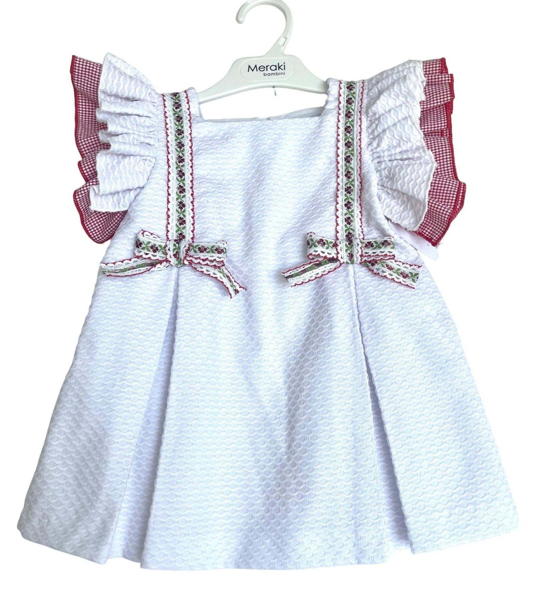 CLEARANCE SALE - Meraki Bambini - Girls Vintage White & Floral Detail Dress - Mariposa Children's Boutique