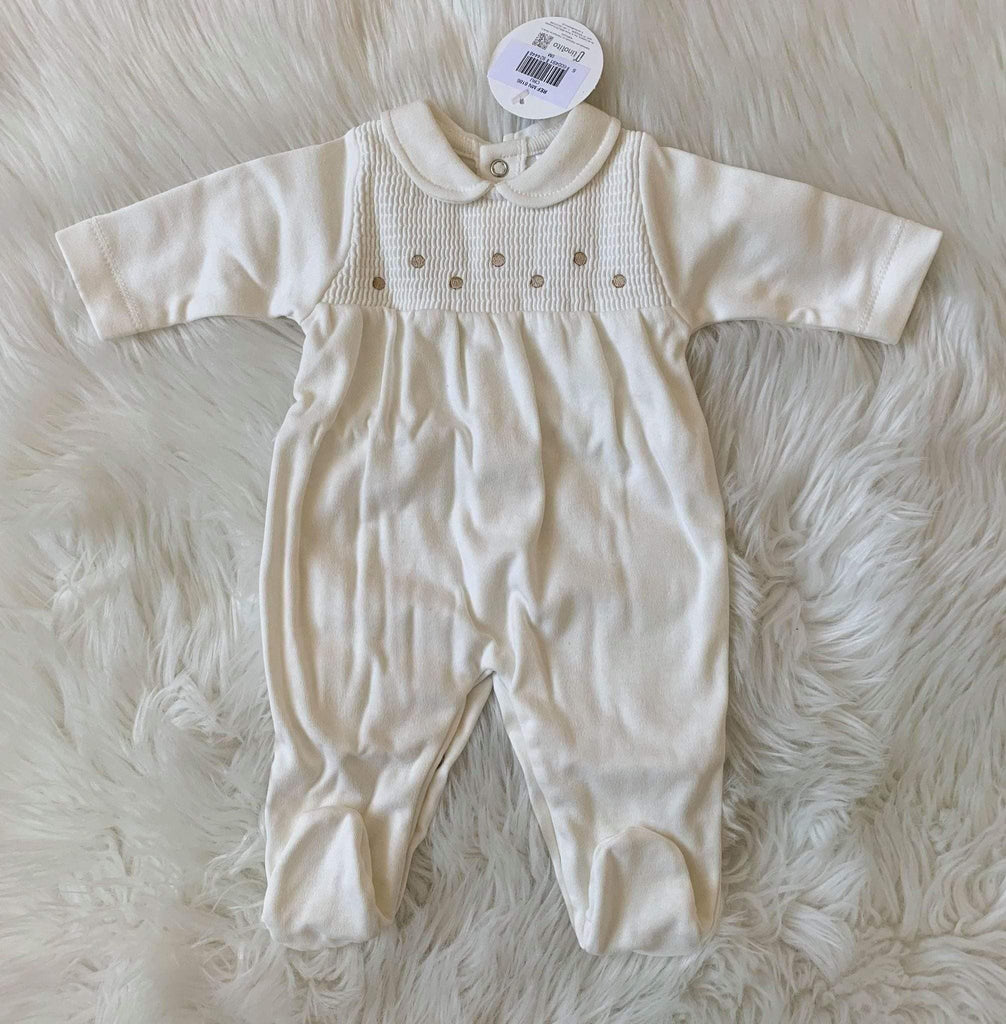 Minhon Babygrows Minhon AW20 - Smocked Cream Romper Suit