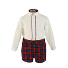 CLEARANCE SALE Miranda - Baby Boys Red & Navy Tartan Print Shorts Set