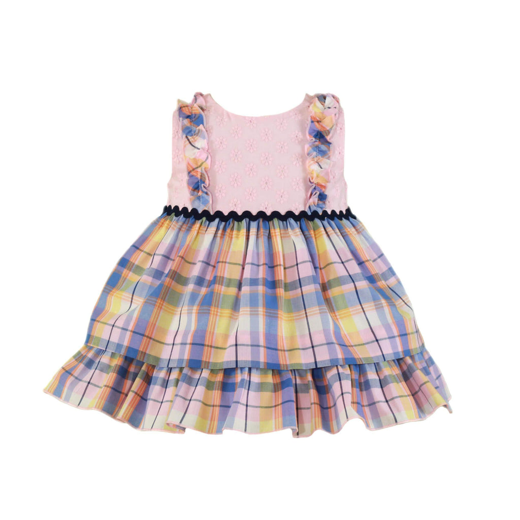 Miranda SS23 PRE-ORDER - Baby Girl's Pink Check Dress 506V - Mariposa Children's Boutique