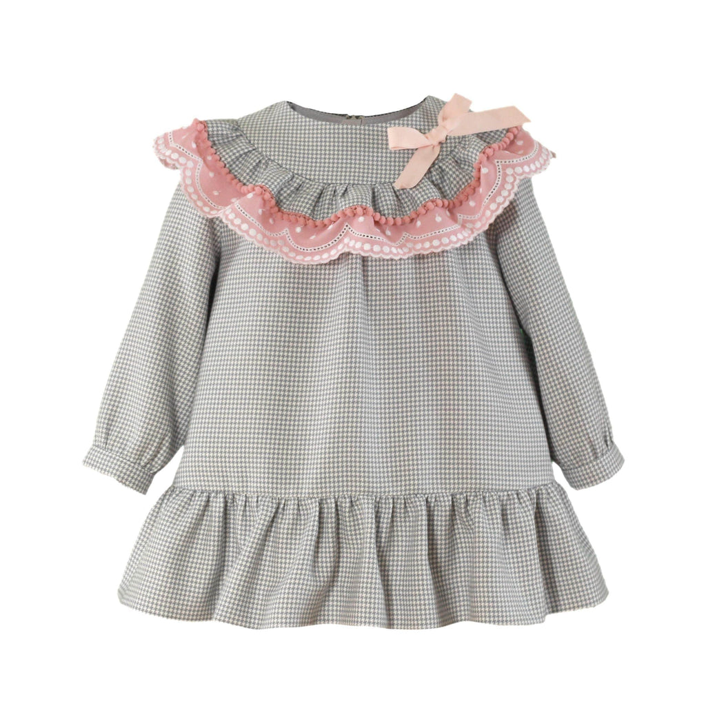 Miranda AW21 - Baby Girls Grey & Pink Dress 168V - Mariposa Children's Boutique