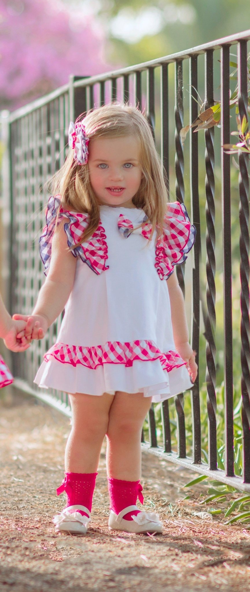 CLEARANCE SALE Miranda - Baby Girls White, Red & Navy Dress 141V - Mariposa Children's Boutique