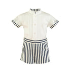 Miranda SS23 - Boys White & Navy Stripe Shorts & Set Set 153-23 - Mariposa Children's Boutique