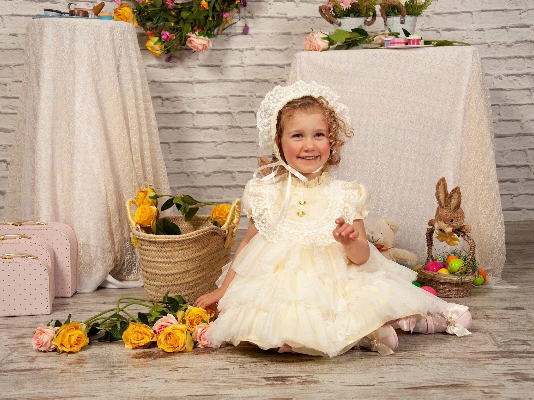 CLEARANCE SALE Sonata IN - STOCK - Girls Lemon Florecilla Ruffle Dress 8yr - Mariposa Children's Boutique