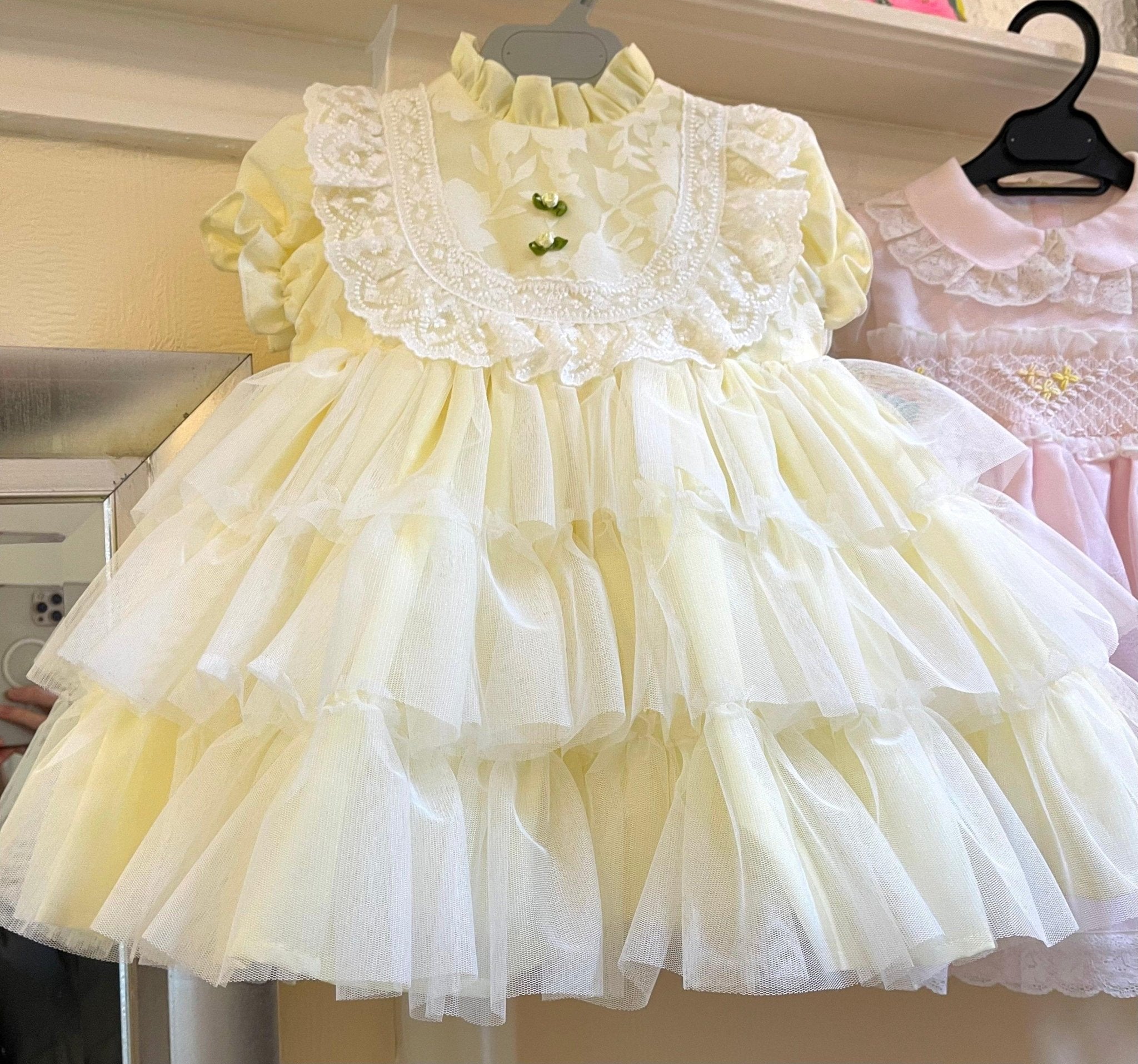 CLEARANCE SALE Sonata IN - STOCK - Girls Lemon Florecilla Ruffle Dress 8yr - Mariposa Children's Boutique