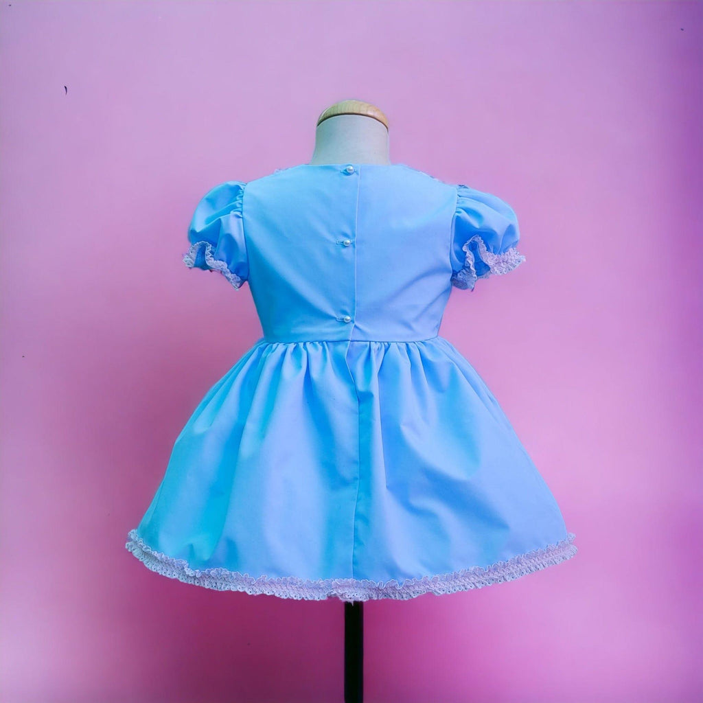 Exclusive Collection SS23 PRE-ORDER - Girls Baby Blue & Pink Celeste Dress - Mariposa Children's Boutique