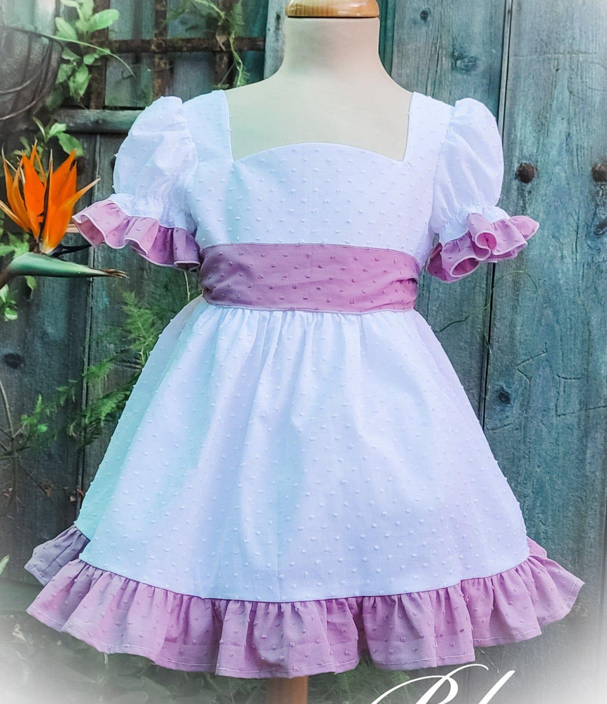 Exclusive Collection SS23 PRE-ORDER - Girls White & Dusky Pink Blanca Dress - Mariposa Children's Boutique
