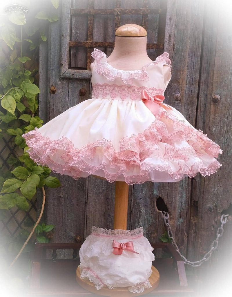 Exclusive Baby Girls Dress Exclusive Handmade to Order Tiana Baby Dress with Matching Knickers