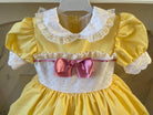 Exclusive Handmade to Order Belle Yellow, White & Pink Dress - Mariposa Children's Boutique