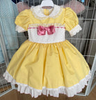 Exclusive Handmade to Order Belle Yellow, White & Pink Dress - Mariposa Children's Boutique