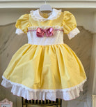 Exclusive Handmade to Order Belle Yellow, White & Pink Dress - Mariposa Children's Boutique