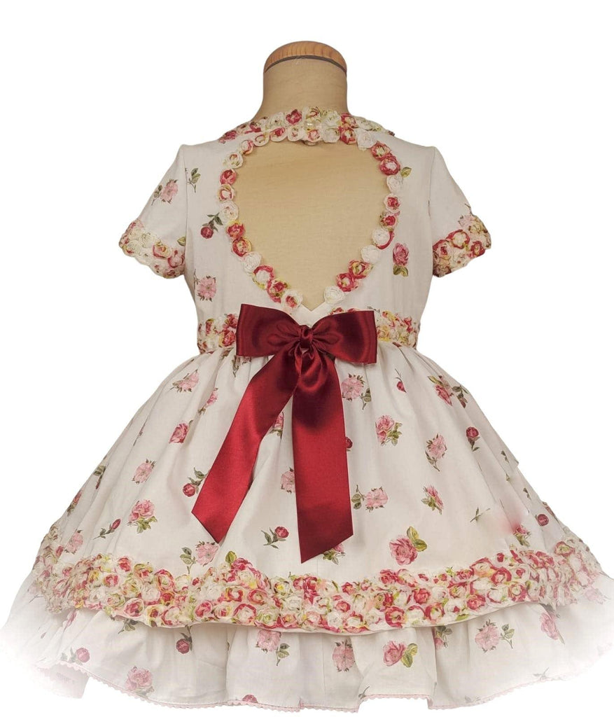 Exclusive Handmade To Order - Girl’s Rose Print Amor Dress - Mariposa Children's Boutique